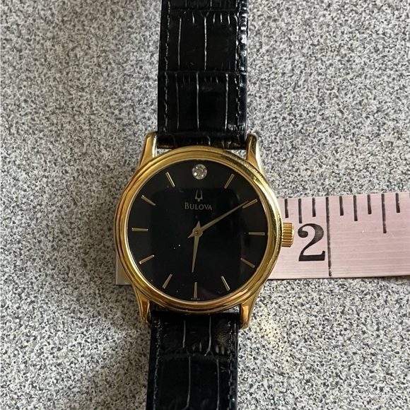 Bulova Crystal Black Croc Embossed Men's Dress Watch - Picture 7 of 8